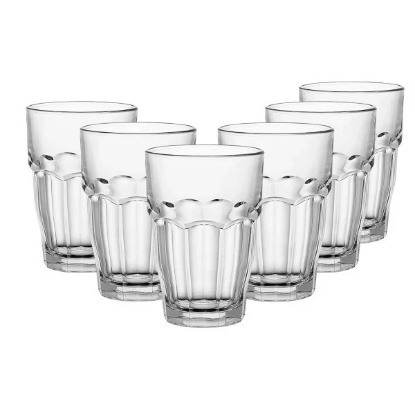 Bormioli Rocco Rock Bar Stackable 12.5 oz Beverage Drinking Glasses Set Of 6