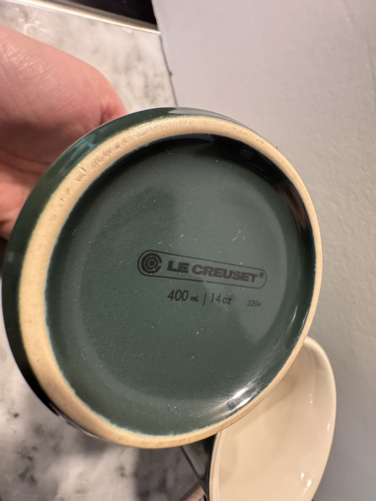 Le Creuset Mugs Set of 2 Coffee Mugs 14oz each Green Color