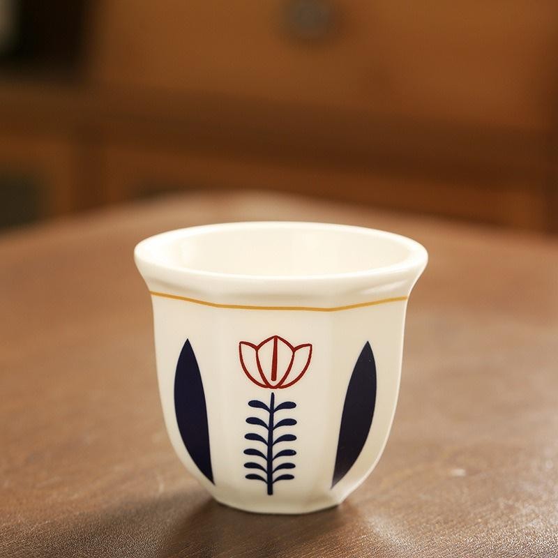 180ml/250ml Espresso Cups Art Flower Pattern Anti-scald Latte Coffee Mugs Hand H