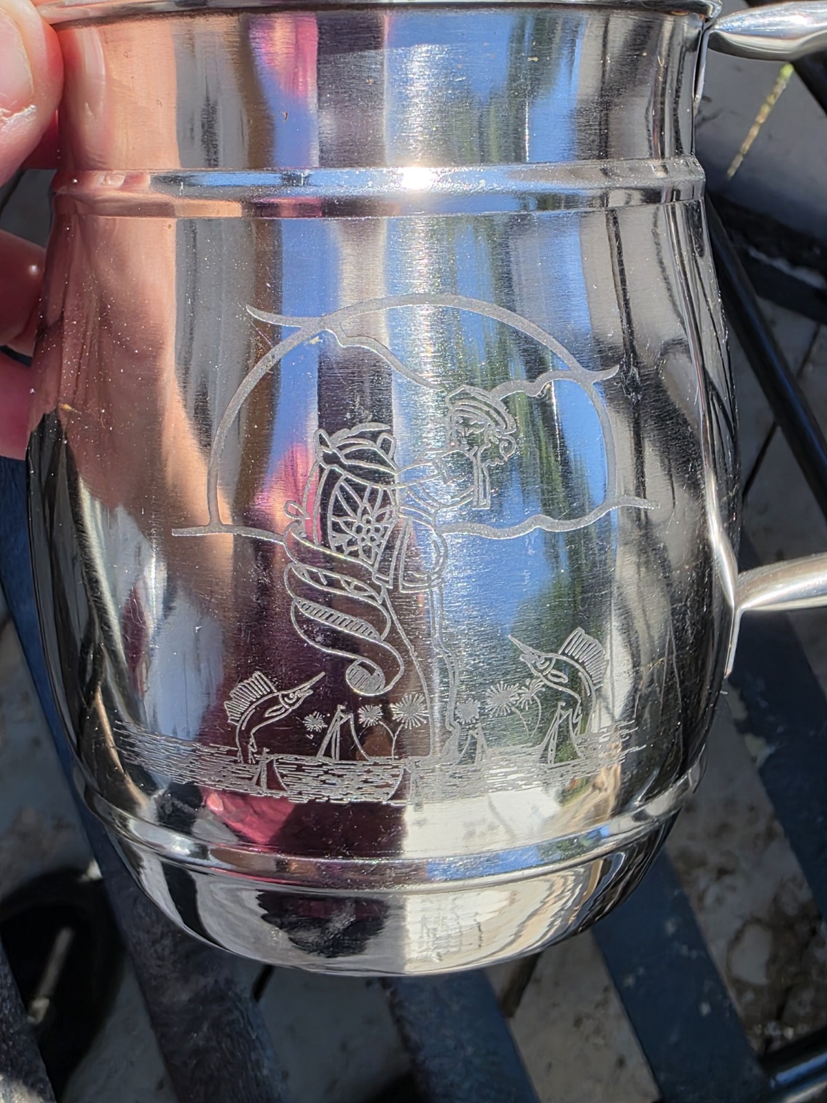 Metal Steel Soda City Mug Fire Department Logo Extinguish Your Thirst