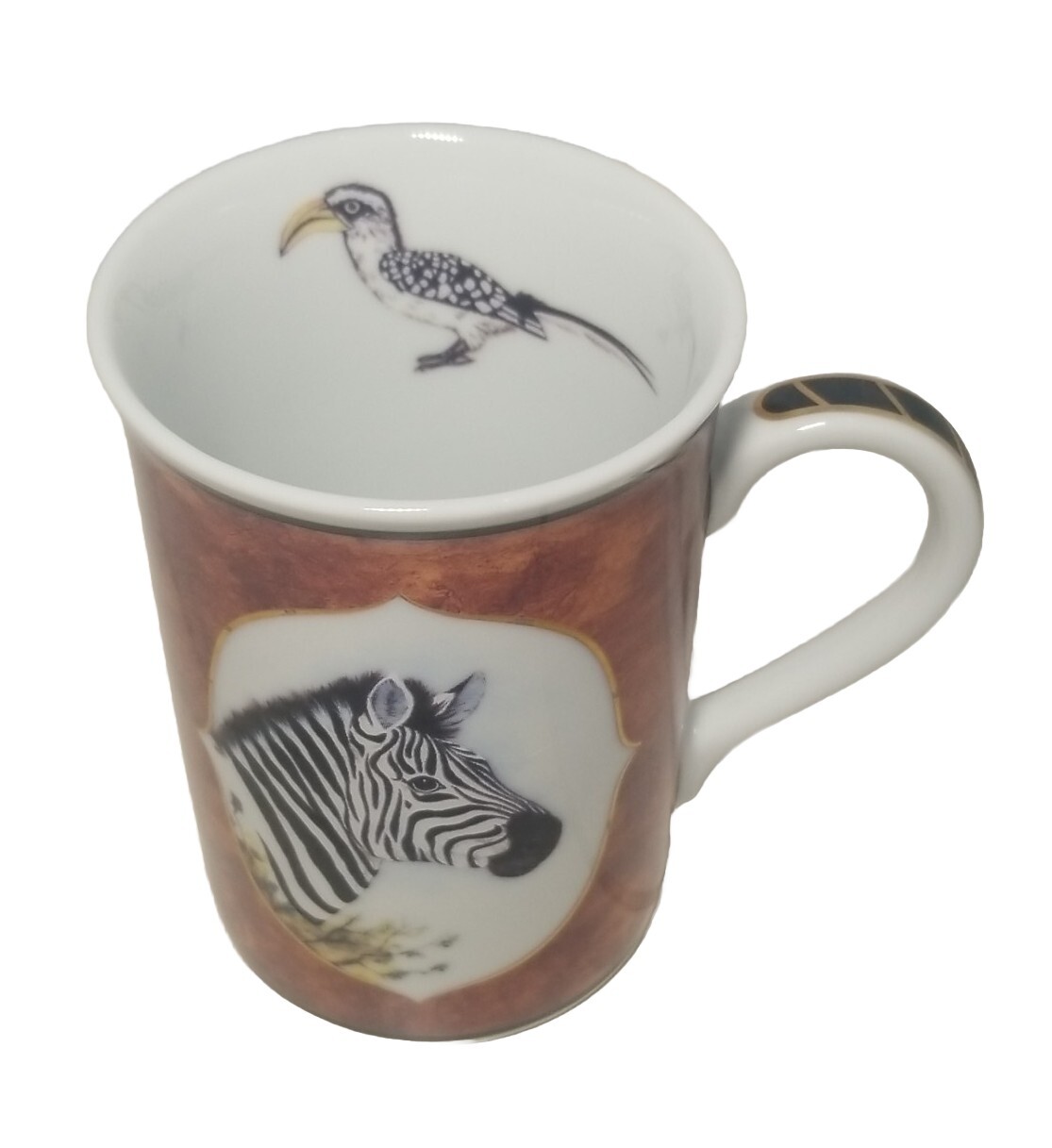 1995 Lynn Chase African Portraits 24K Gold Decorated Zebra Mugs Cups Vintage
