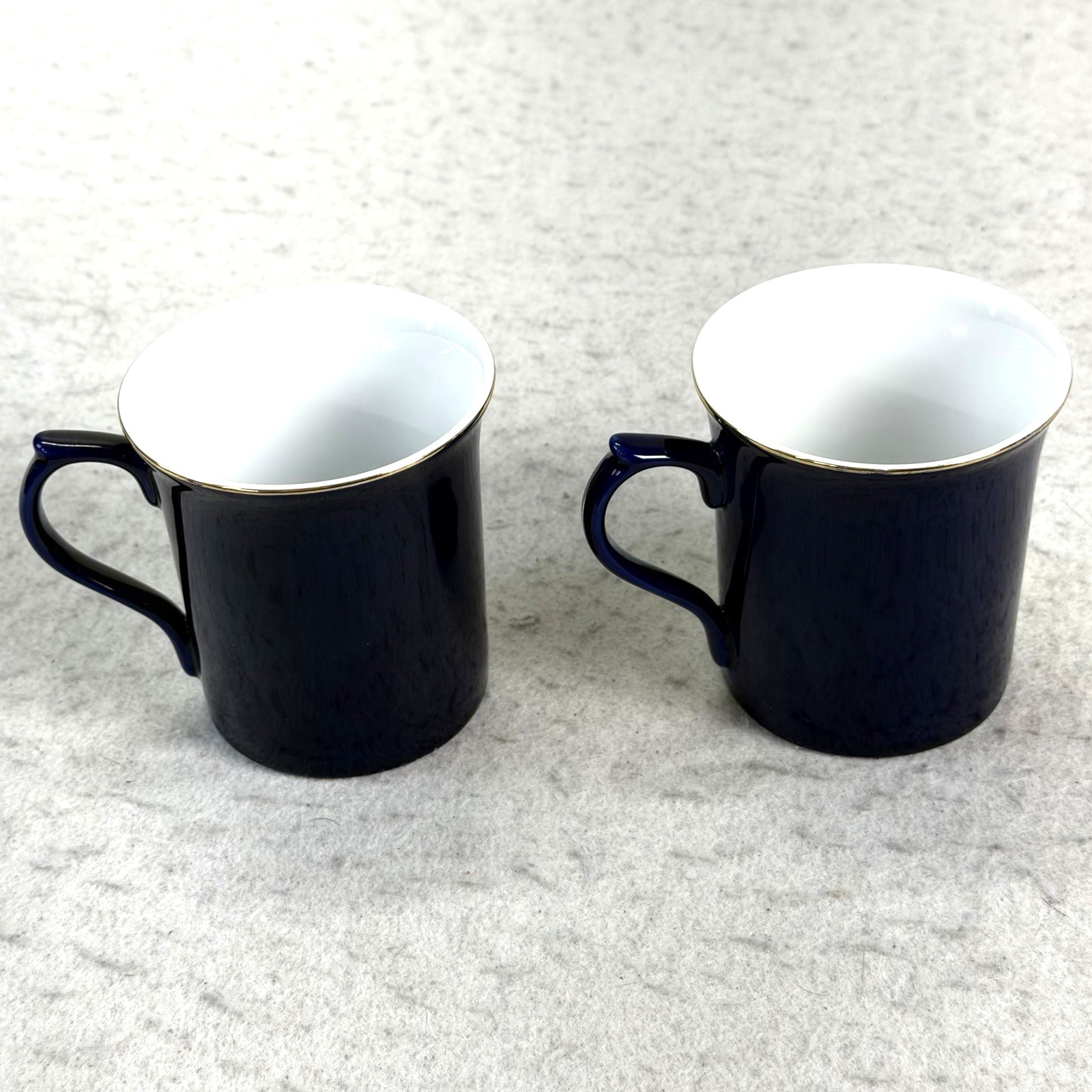 GEVALIA Coffee Mug 10oz Cobalt Blue Porcelain w/ Gold Rim & Lettering Set of 2