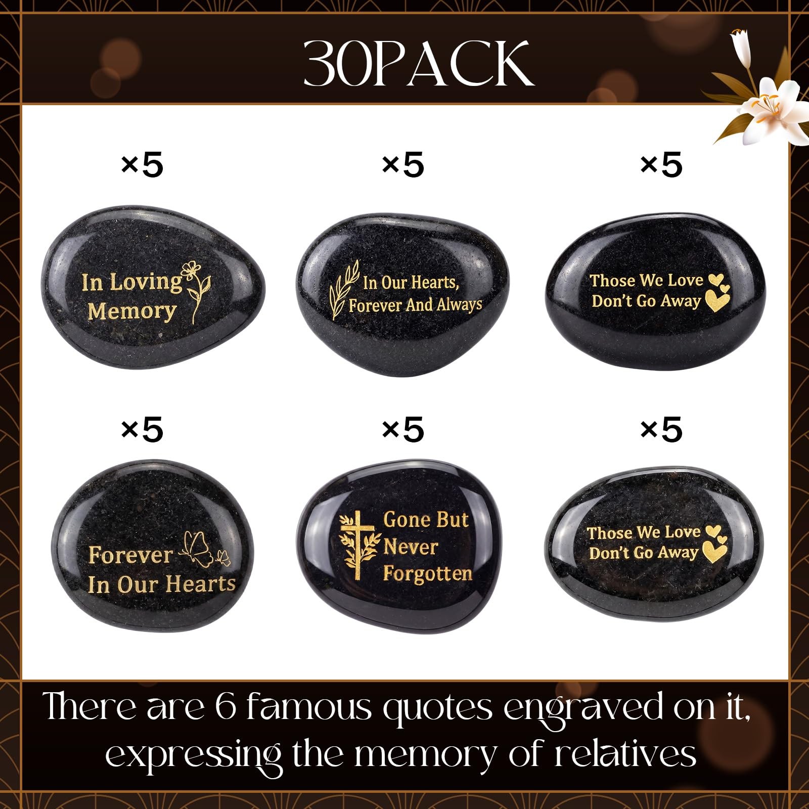 30 Pcs Memorial Stone 1.97 Inch Celebration of Life Favor Inspirational River…