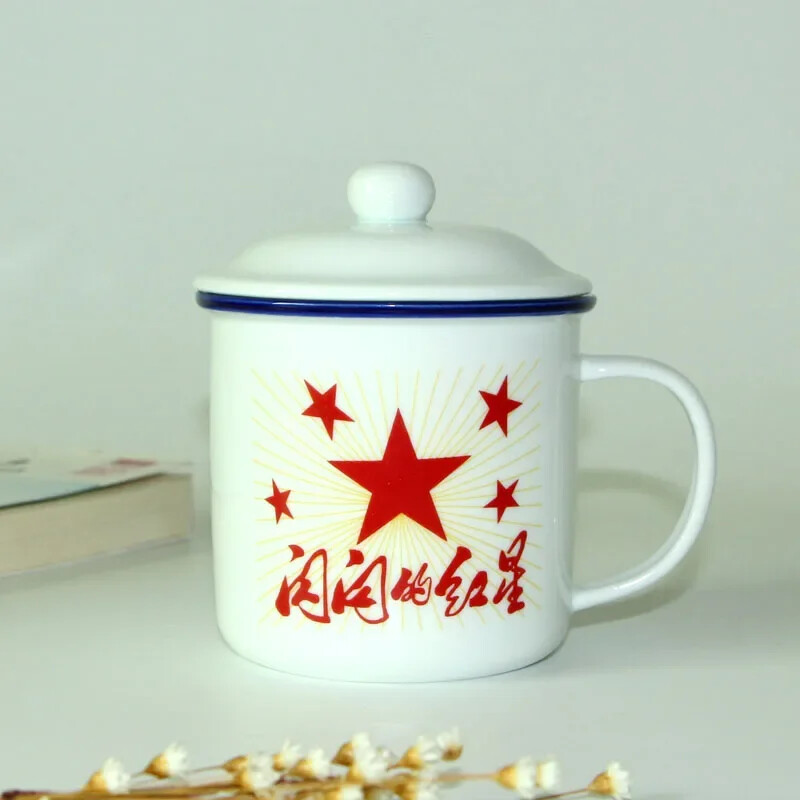 Chinese Enamel mugs 400ml Coffee Mugs Drinkware White porcelain tea cup Mr. Mao