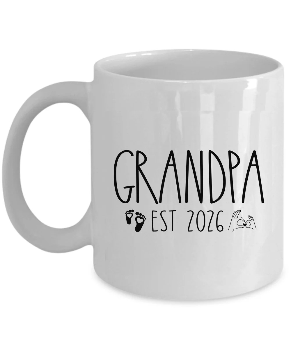 Grandpa EST 2026 Coffee Mug Funny Grandpa Tea Cup Fathers Christmas Gift For Him