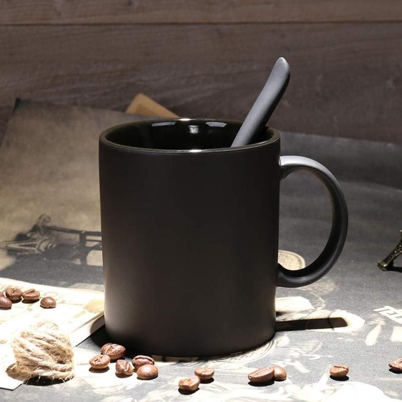 Matte Black Porcelain Coffee Mugs Set of 4 Latte Tea Machine Wash Microwave Safe