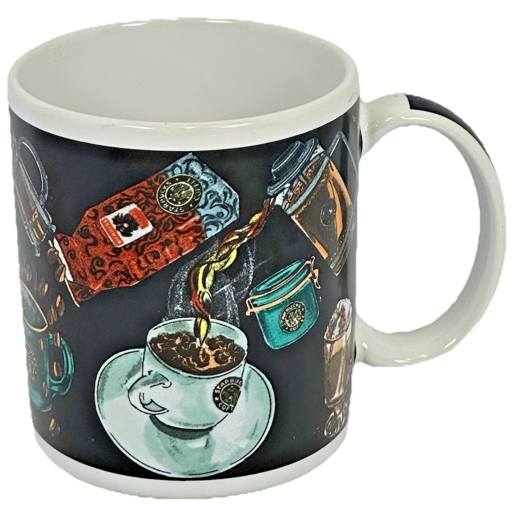 Starbucks Black Coffee Mug Cafe Espresso Beans Cups Pattern Thailand