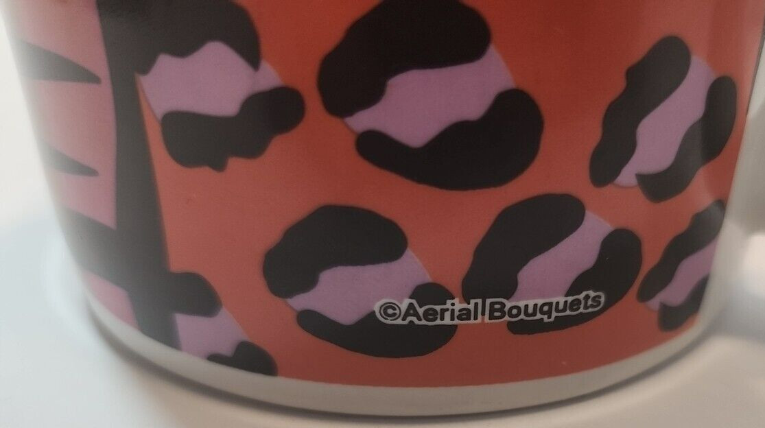 Aerial Bouquets Large Pink Orange Black Zebra Giraffe Leopard Print Coffee Mug