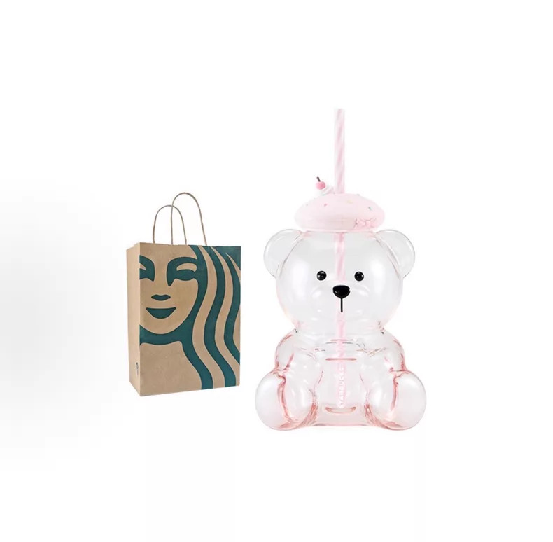 Starbucks CHINA 2026 Dessert Party Summer Pink Bear Manager Glass Cup