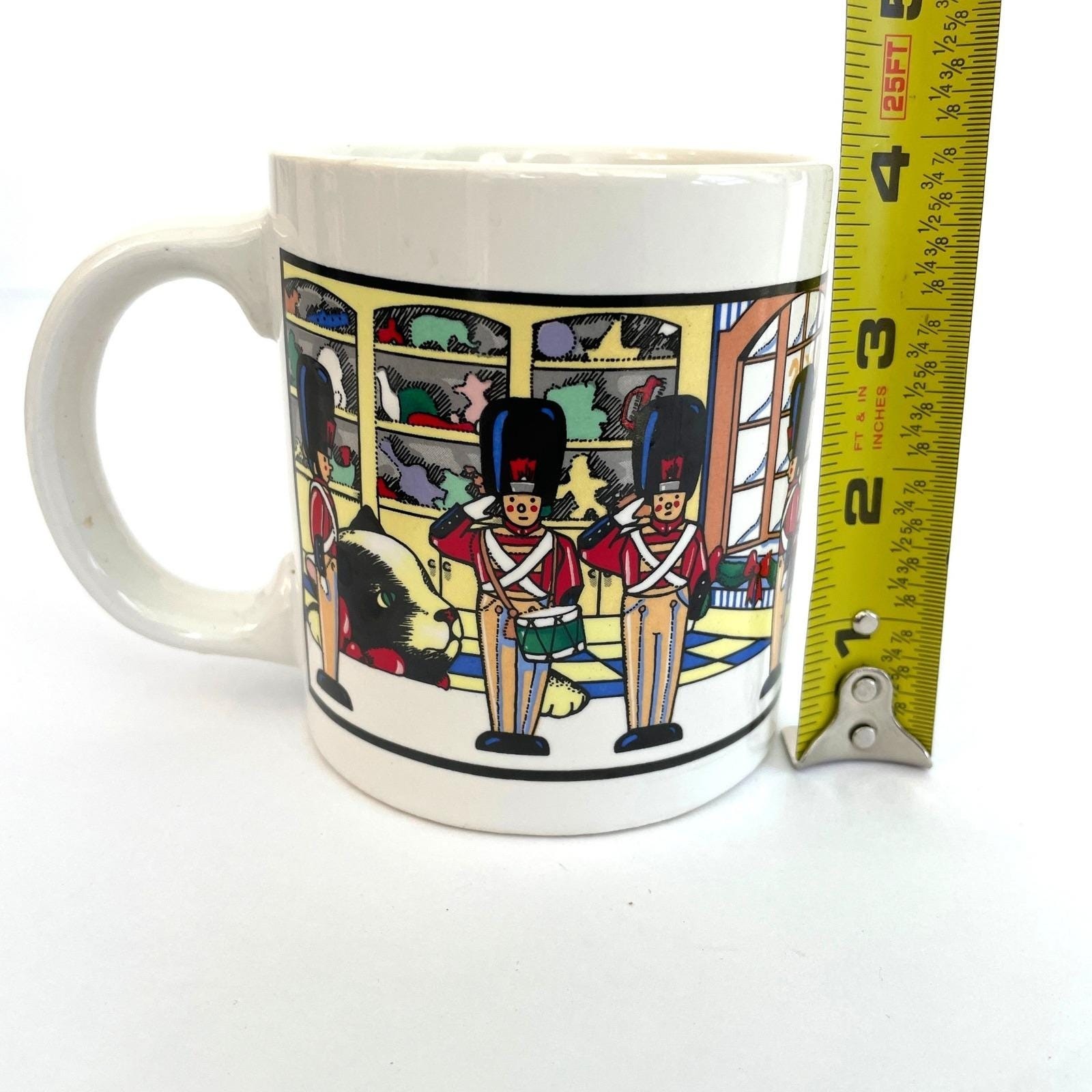 Vintage Toy Soldier Cat Christmas Coffee Mug Toy Store Scene Ceramic Made Taiwan