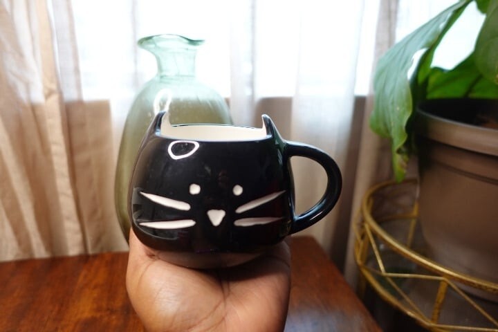Black Cat Face Mug Cute Ceramic Coffee Tea Cup Whiskers Ears Handle