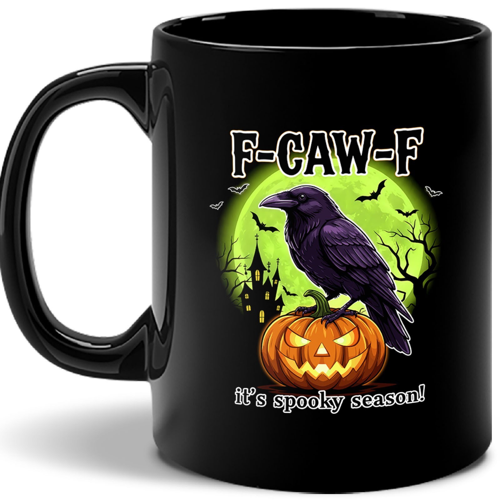 F-Caw-F Black Crow Funny Bird Lovers Halloween Coffee Mug, FCAWF Humor Raven Cup