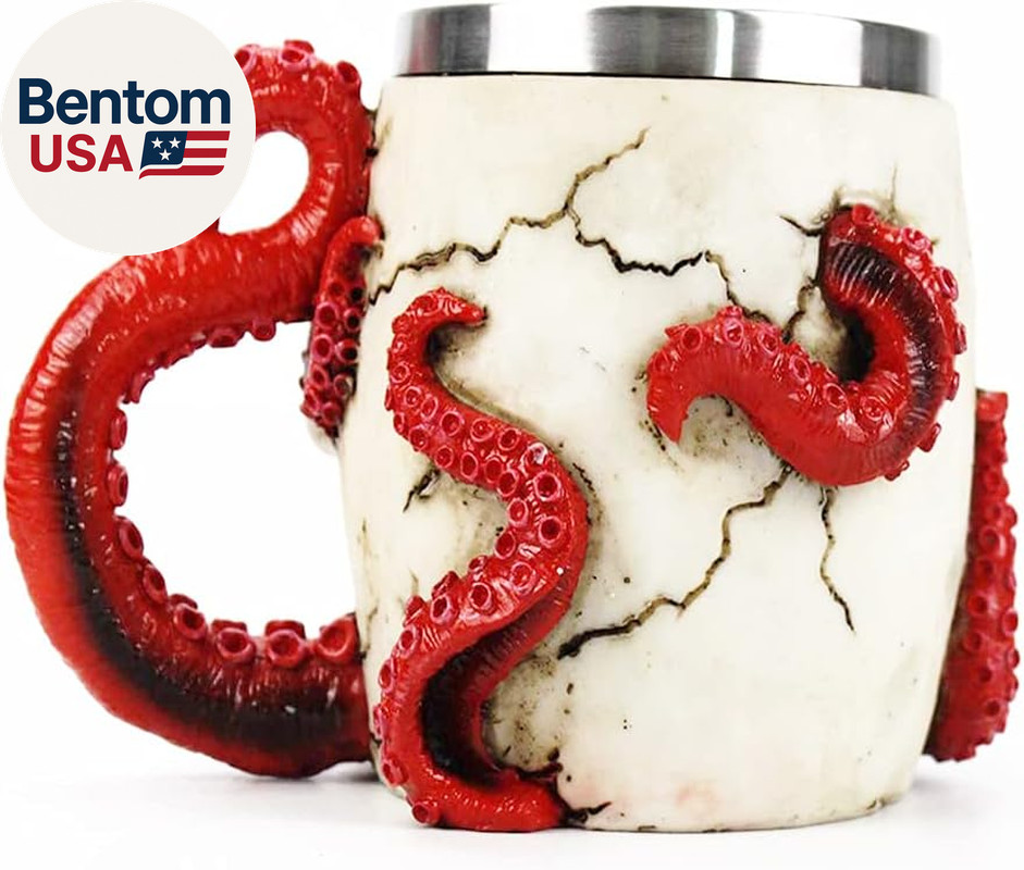 Skull Coffee Mugs with Handle Stainless Steel 3D Skull Beer Mug Realistic Resin