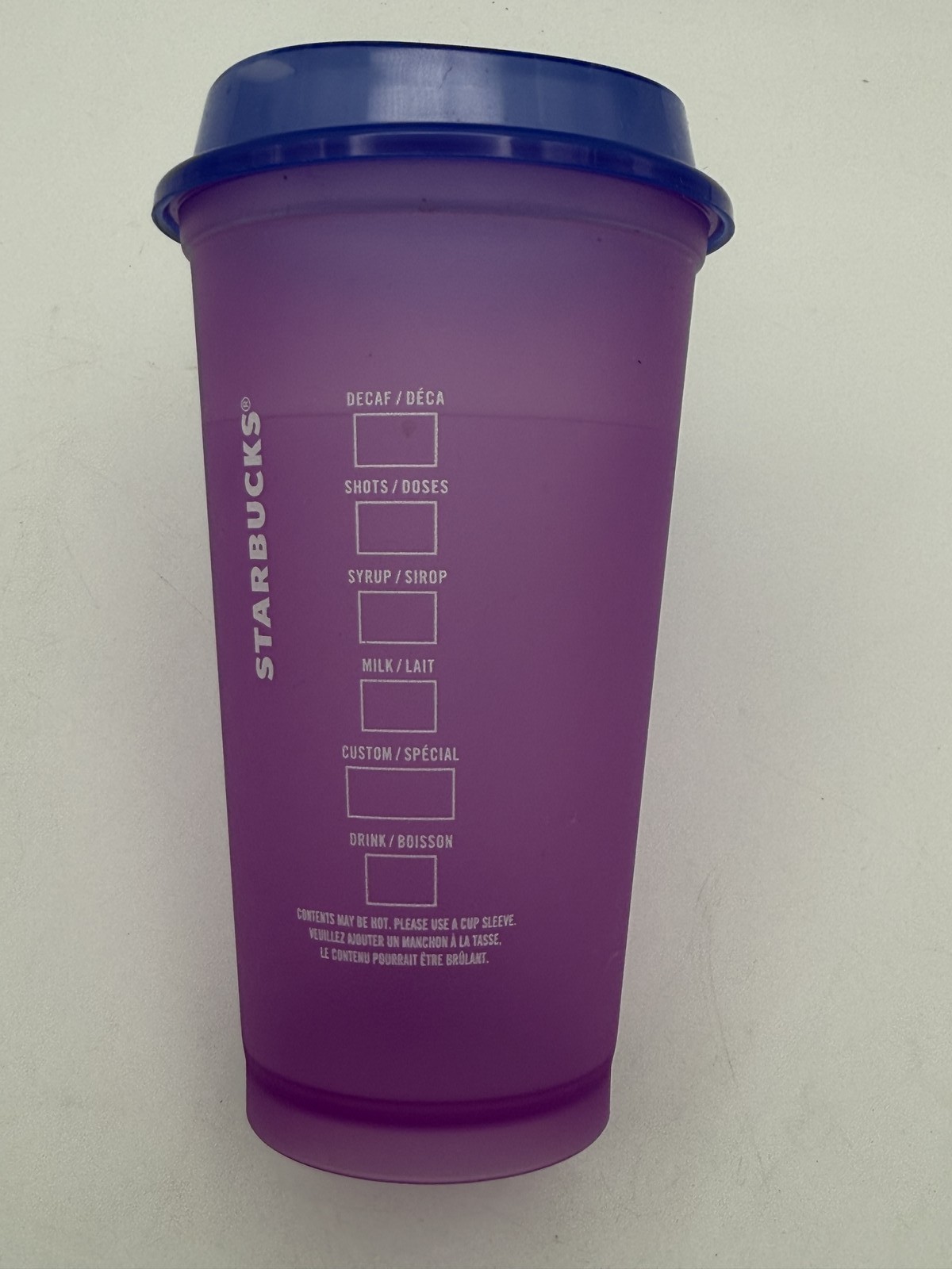 Starbucks Color Changing Reusable Hot Cups Set of 3 with Lids 16oz Red Purple