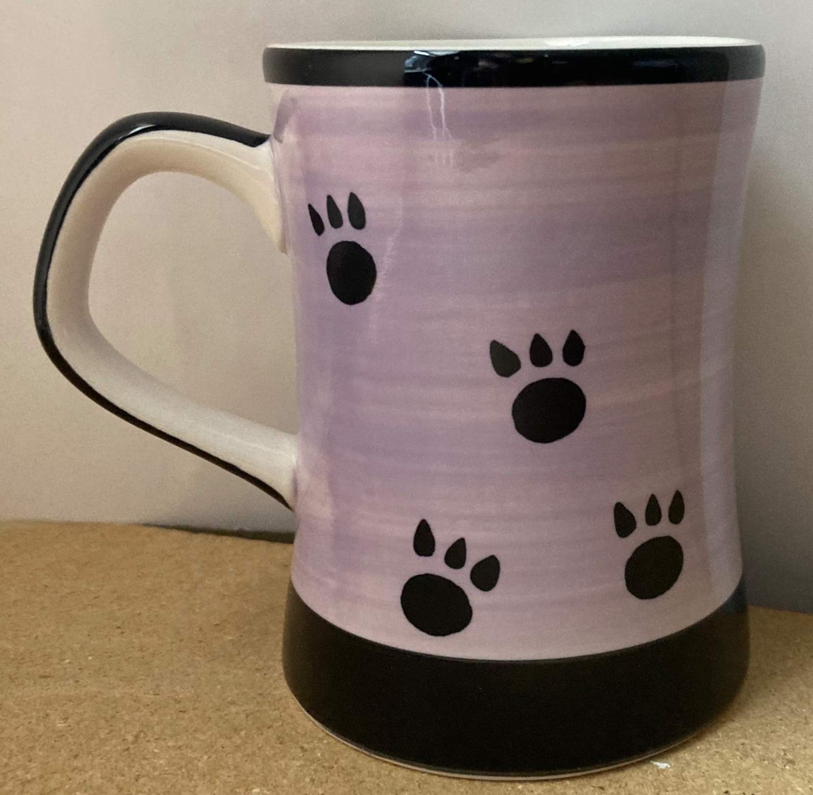 Hues N Brews Purple Cattitude Black Cats Coffee Tea Mug Cup Paw Print ~ Thailand