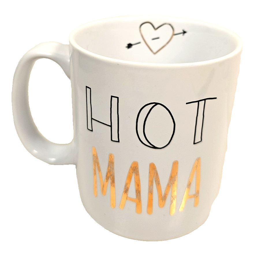 New HOT MAMA Coffee/Tea Mug 14 oz Slant Collections White/Gold Trim