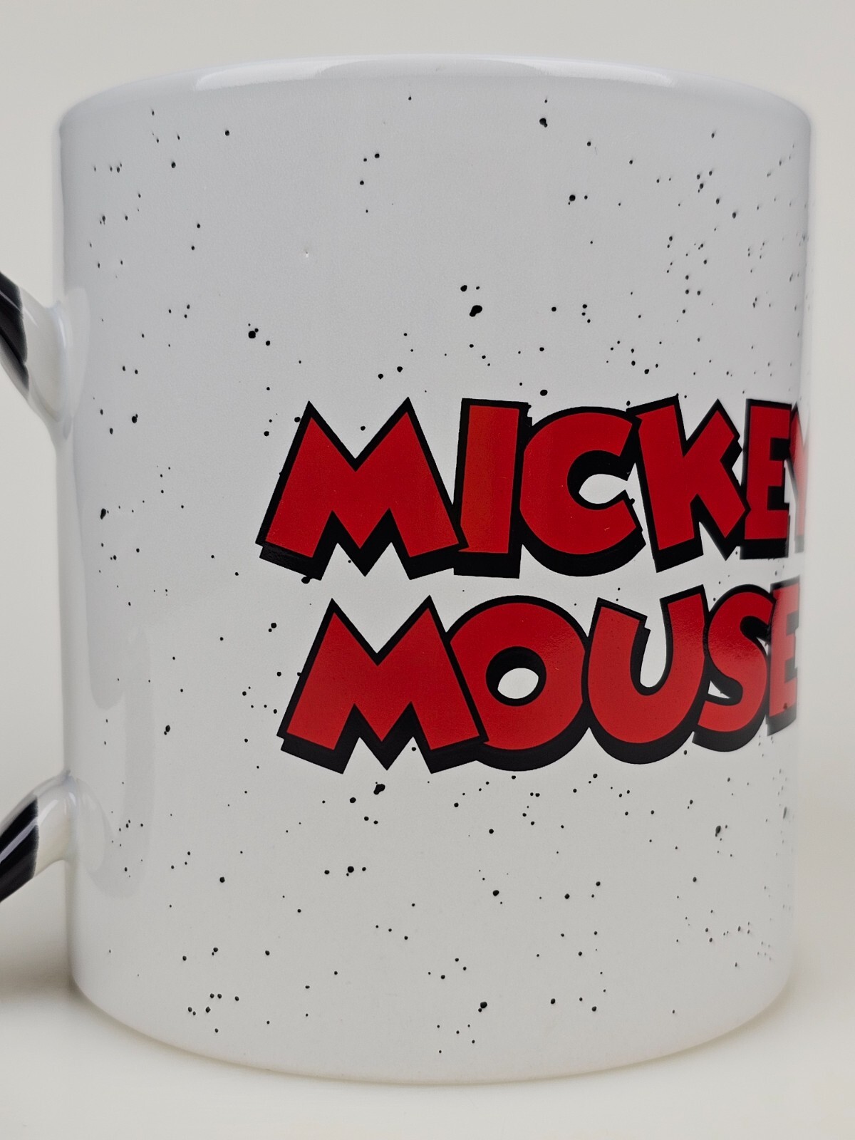 Mickey Mouse Ears Handle White with Black Speckles Disney 20 oz. Mug HAND WASH