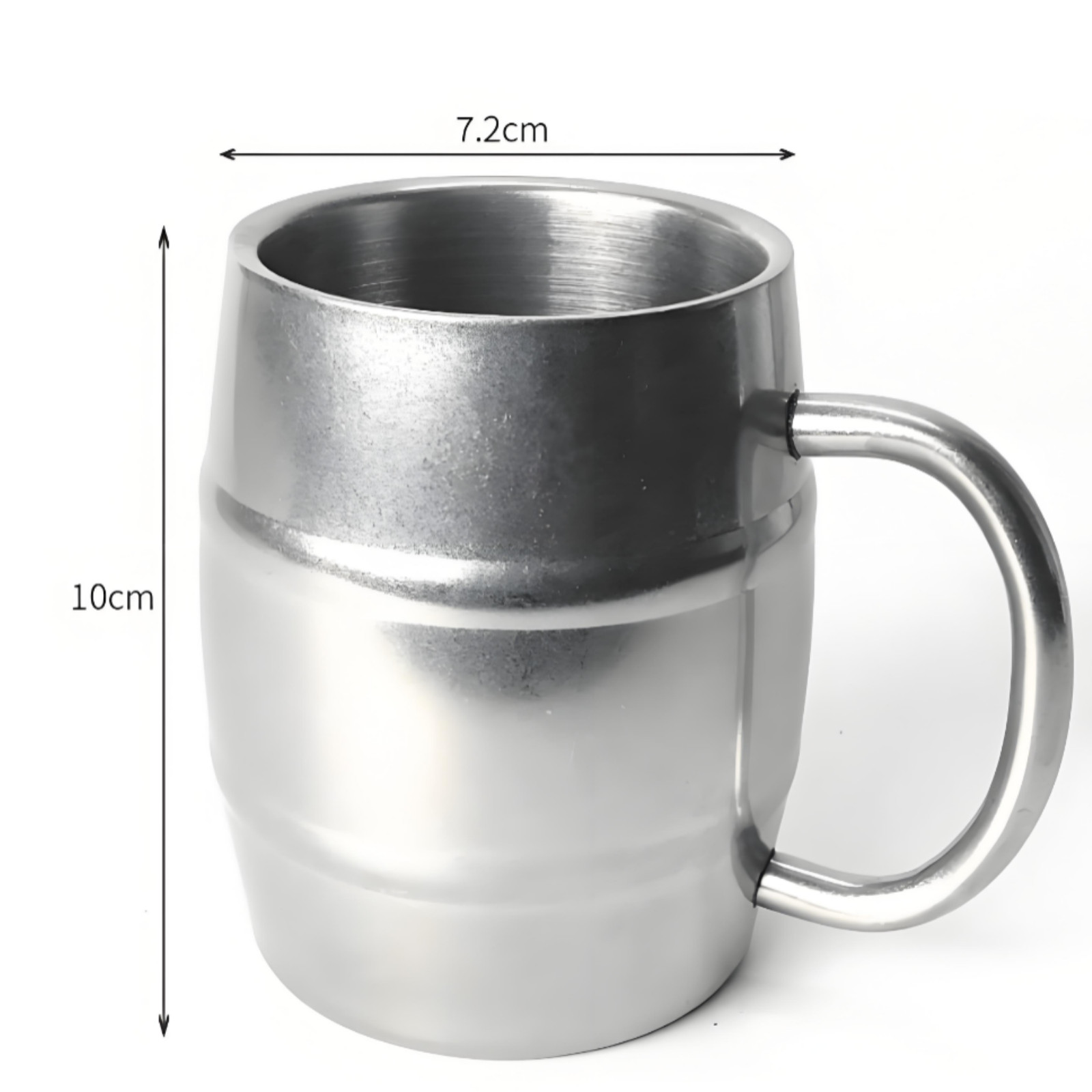 Stainless Steel Beer Mug Double Wall Coffee Cup Milk Mug 300ml Handle