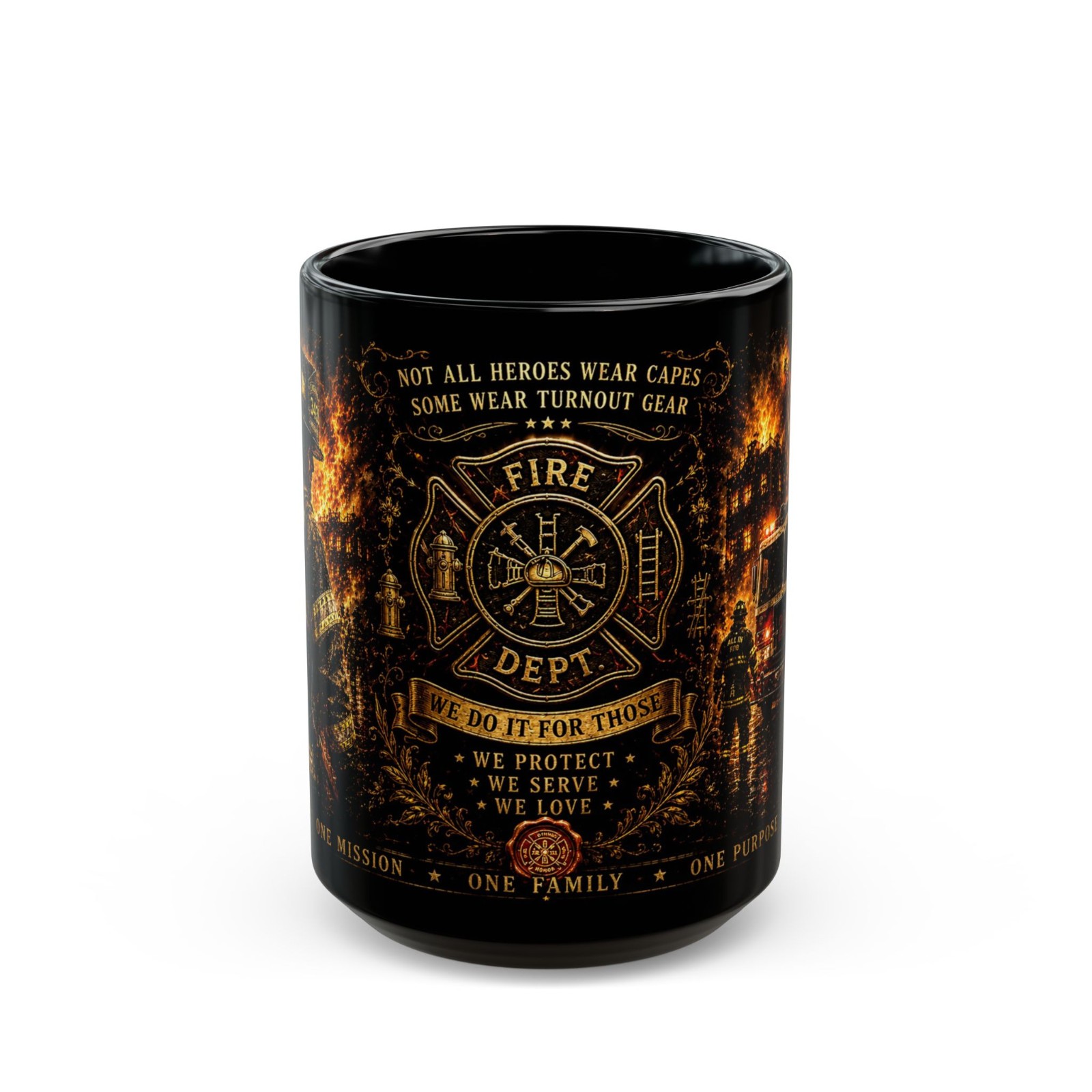 Firefighter Coffee Mug #1 – Fireman Gift, Fire Rescue Black Ceramic Cup