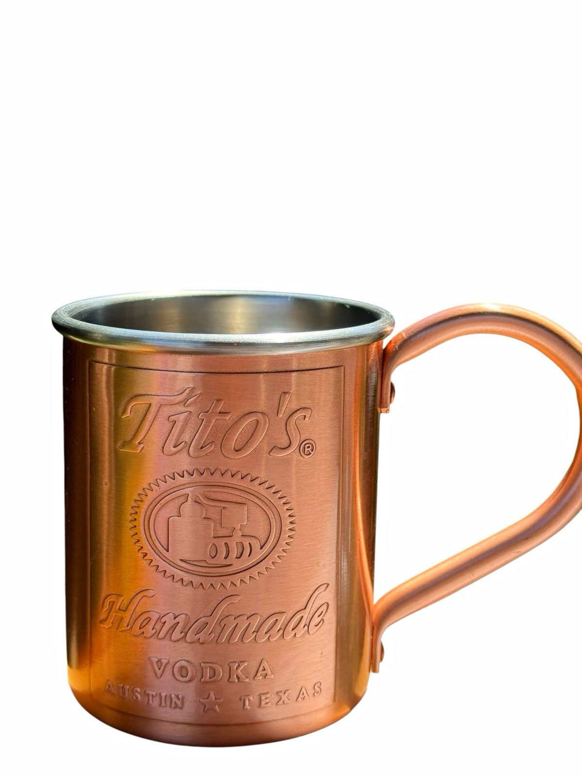 Tito’s Handmade Vodka Copper 14 oz Mug Cup w/ Handle, Logo, Hand Wash