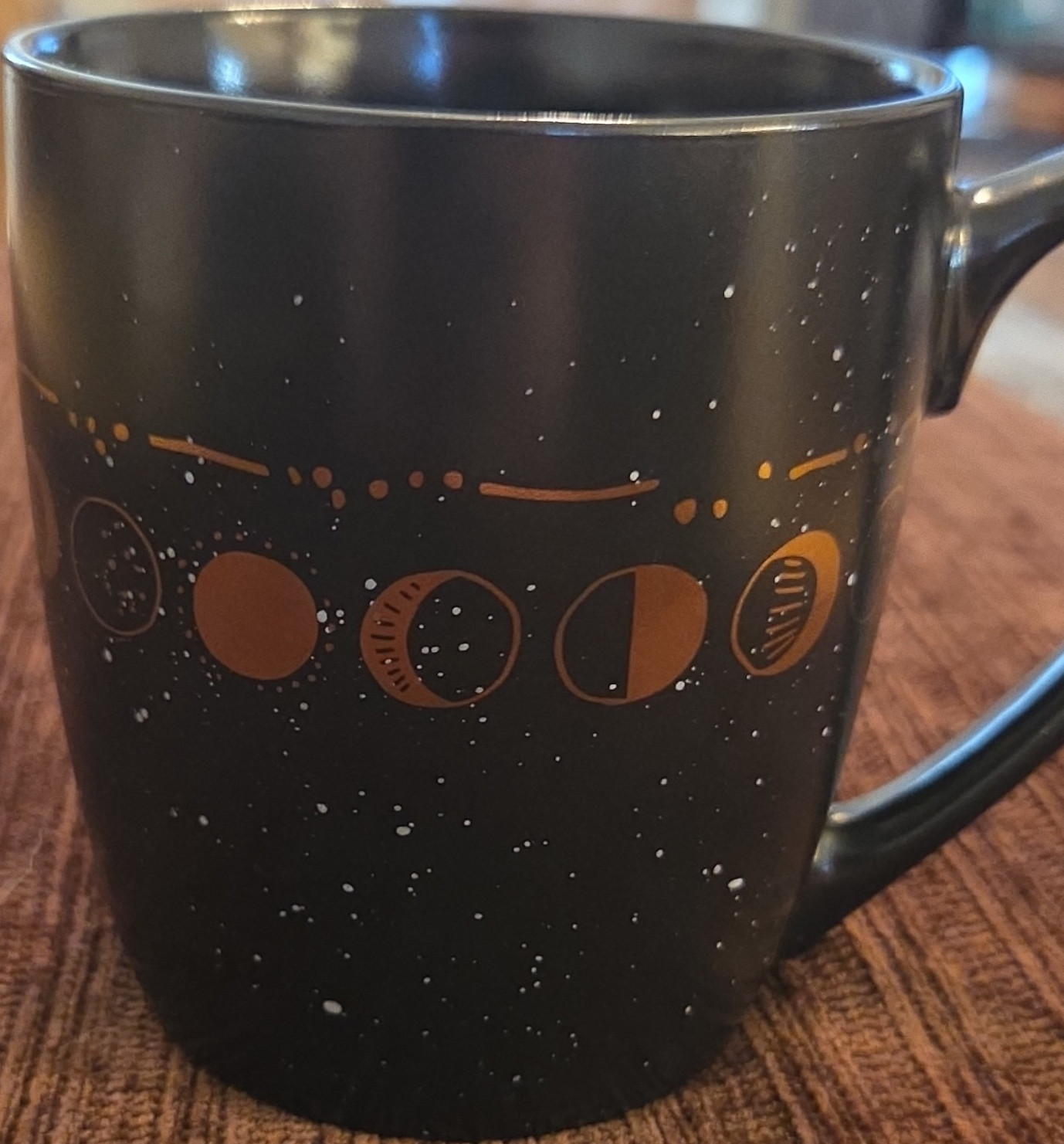 Black Ceramic Coffee Mug Celestial Moon Phases Design, Stay Wild Moonchild