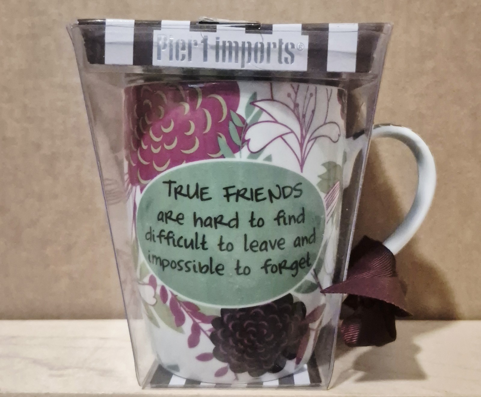 Pier 1 Imports “True Friends” Porcelain Coffee Tea Mug Cup 4.25-in 10oz. NEW NIB