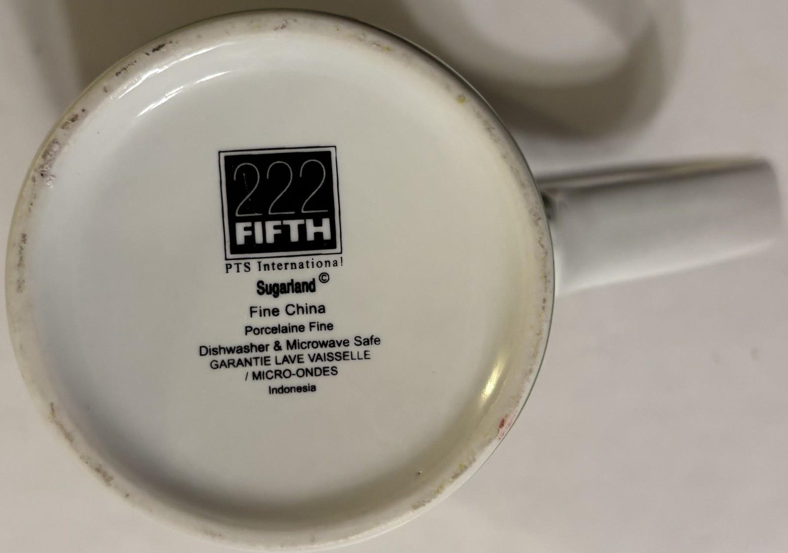222 Fifth Sugarland Multi-Color Striped Fine China Coffee Mug Tea Cup Dishwasher