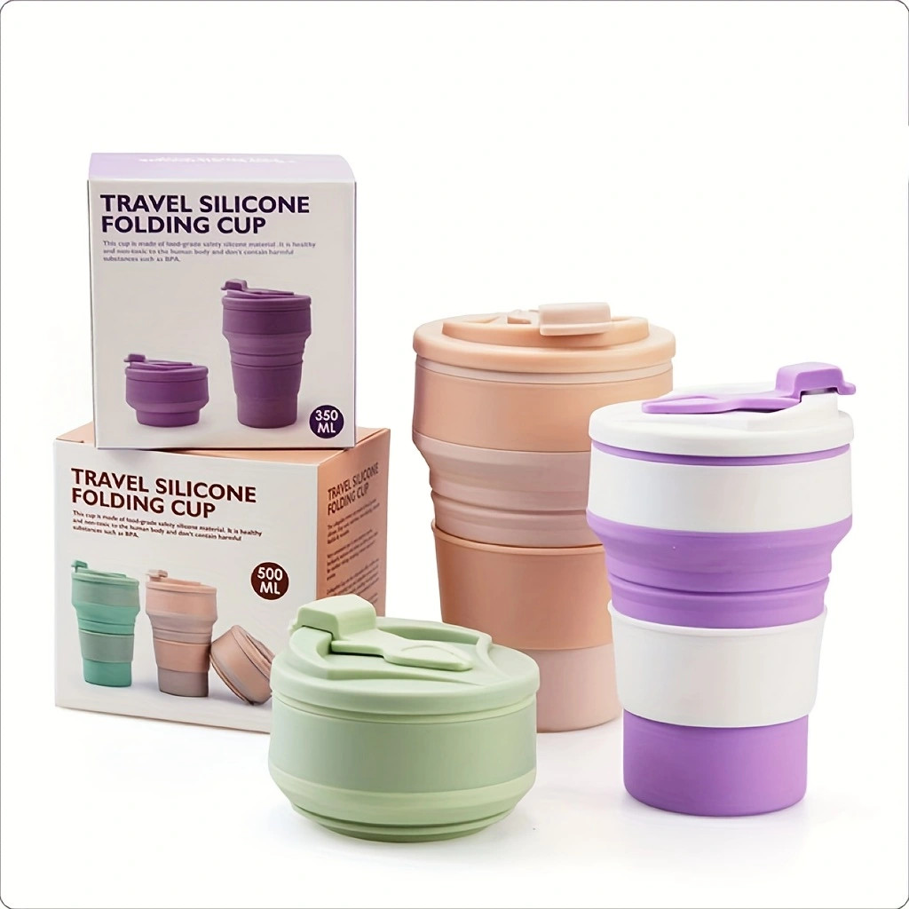Folding Cup Collapsible Mug with Cover Coffee Travel Outdoors Portable