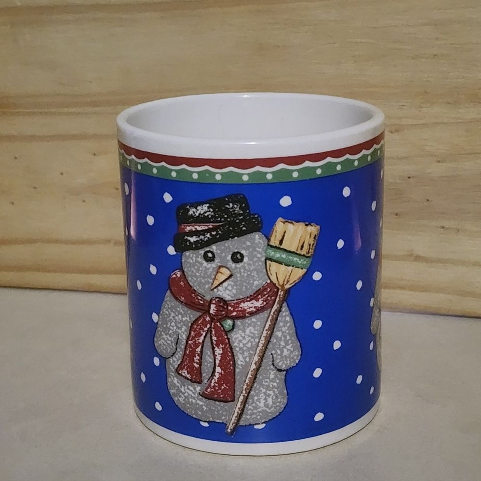 Gibson Housewares Snowman Christmas Holiday Coffee Mug Blue White Dishwasher