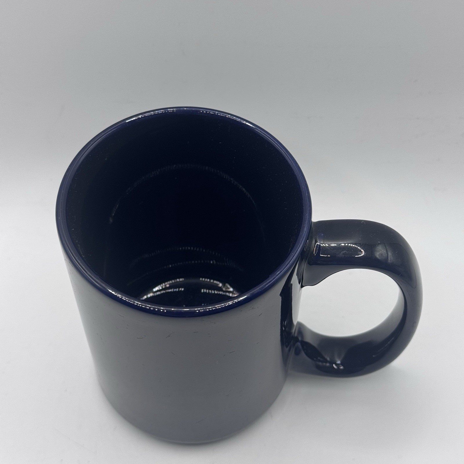 Solid Color Oversized Coffee Mug With Classic “C-Style” Handle, Dark Blue