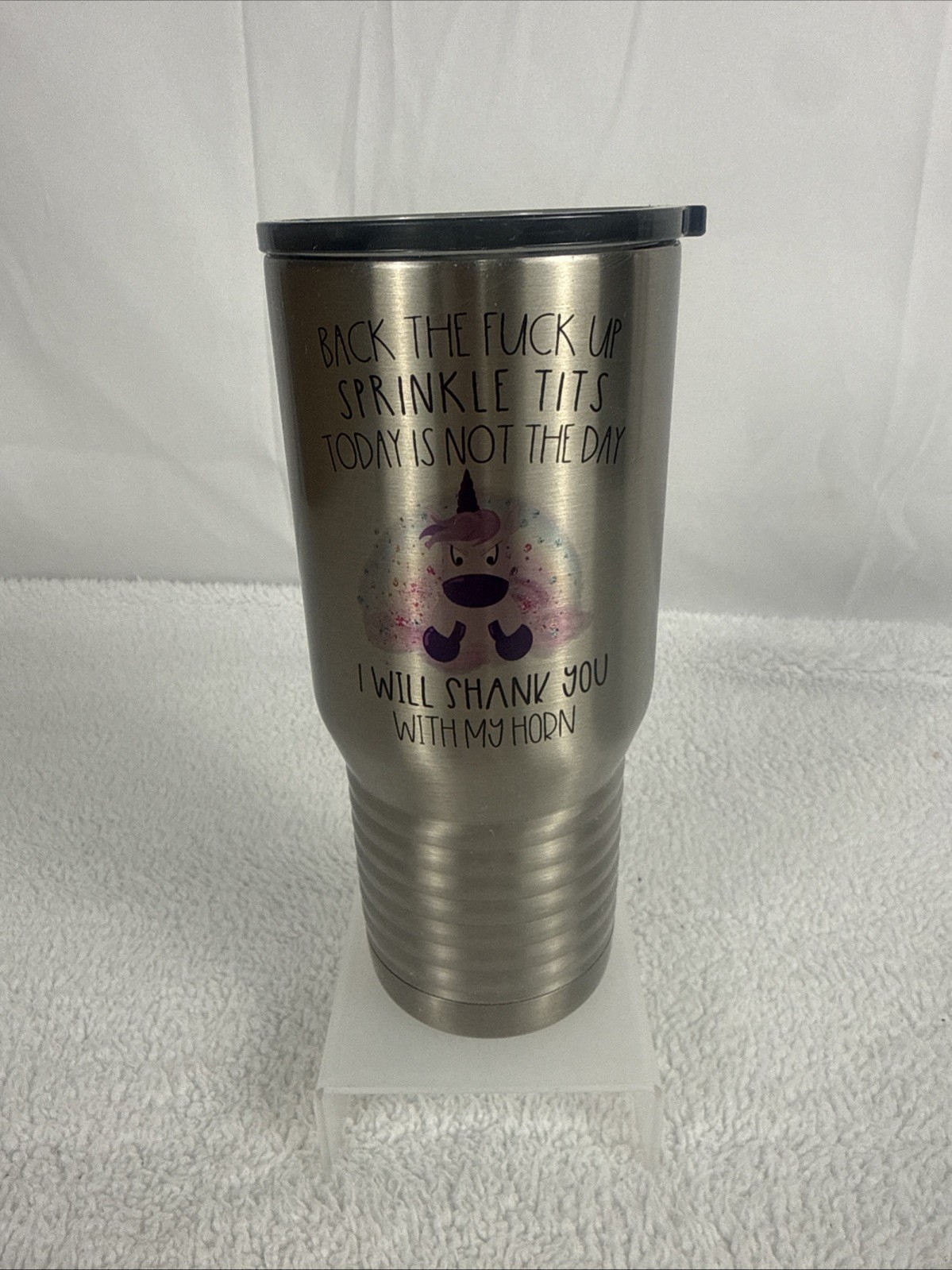 Polar Camel Steel Travel Mug. “Back The F_€# Up Sprinkle Tits…” Hot/Cold Tumbler