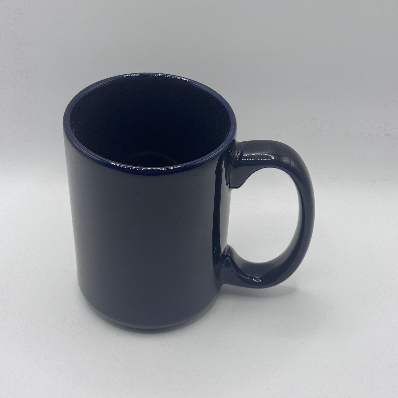 Solid Color Oversized Coffee Mug With Classic “C-Style” Handle, Dark Blue