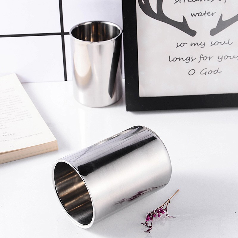 Double Wall Stainless Steel Drinking Cup Beer Coffee Tea Mug Drinkware New