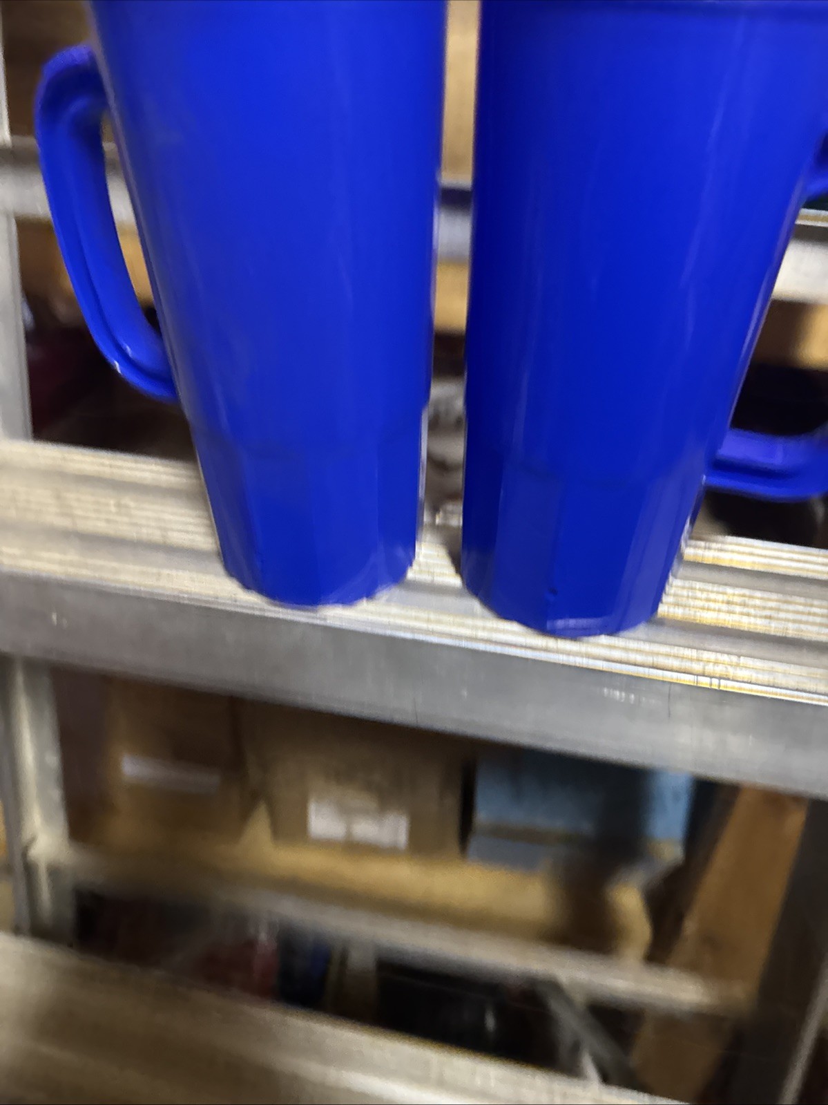 2 Large blue 22 Oz Beer Mugs Made USA Lead Free Steins Tops in Quality