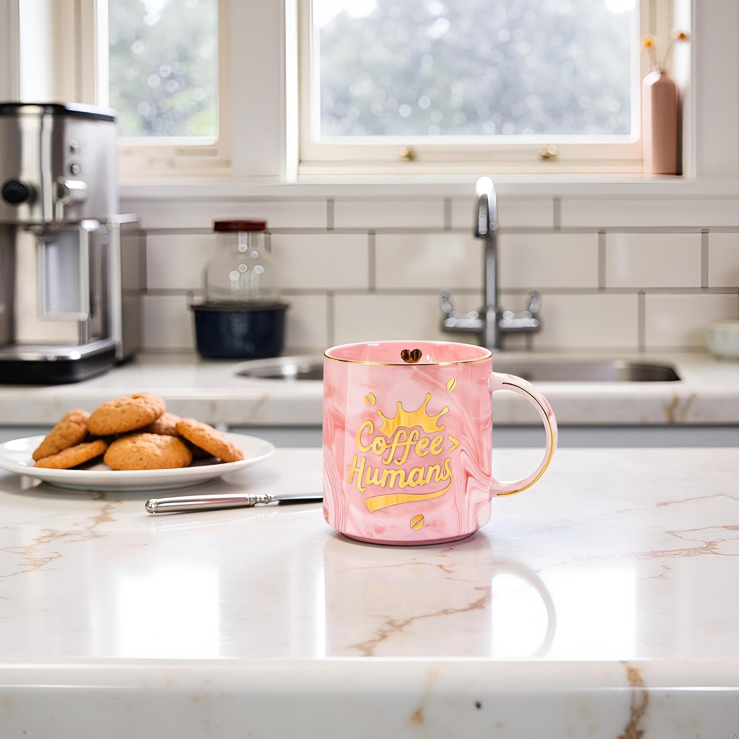 Coffee＞Human” Ceramic coffee Mug – Funny Novelty for Moms, Friends, Teachers &