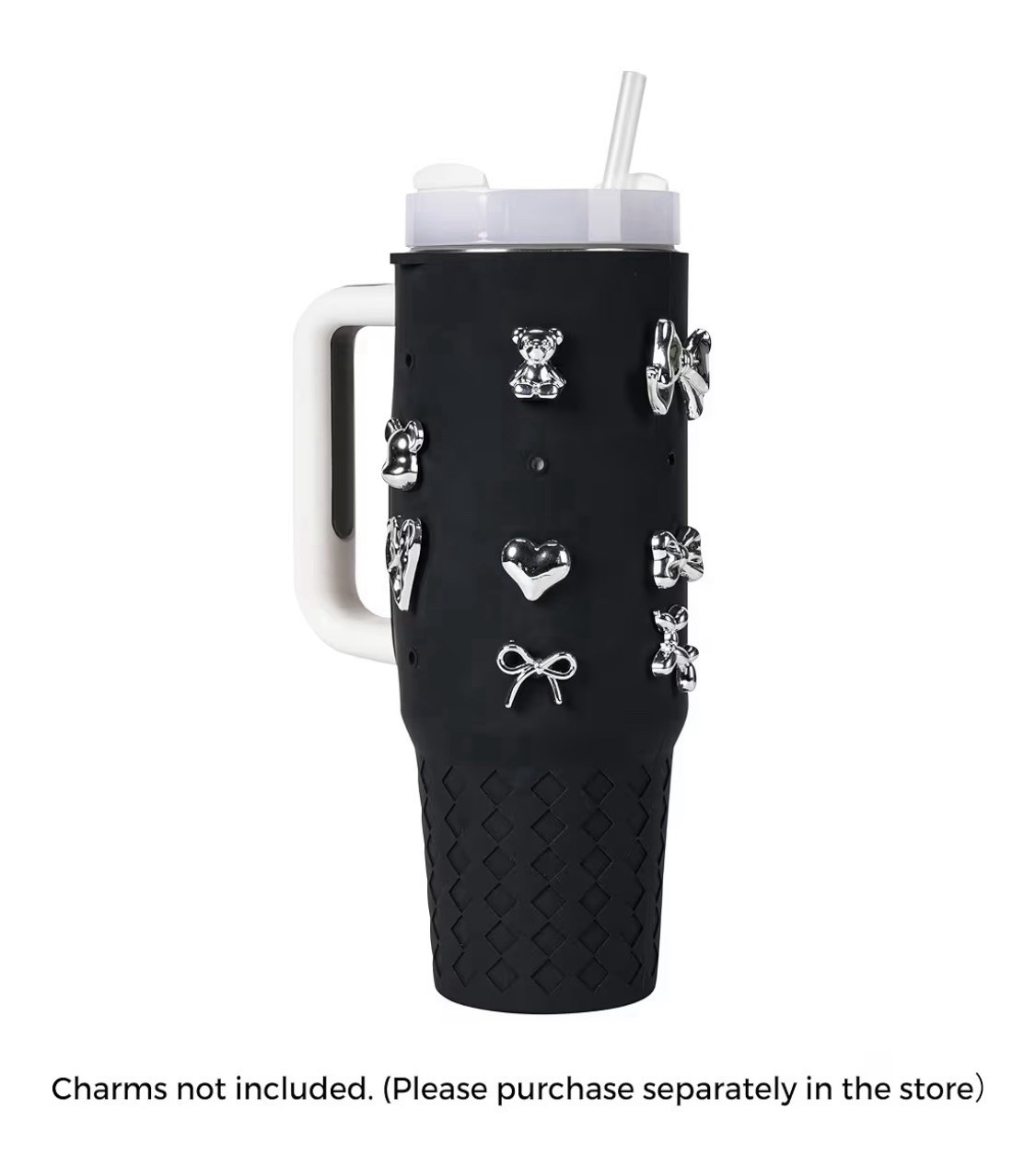 Silicone Sleeve for 30oz Tumbler with Handle Tumbler. (Black 30oz) 1 Pack