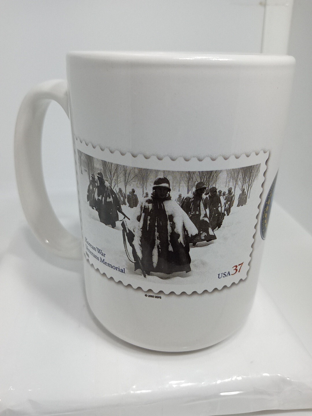 KOREAN WAR MEMORIAL STAMP MUG. KOREAN WAR MUG. KOREAN WAR VETERAN MUG. B338
