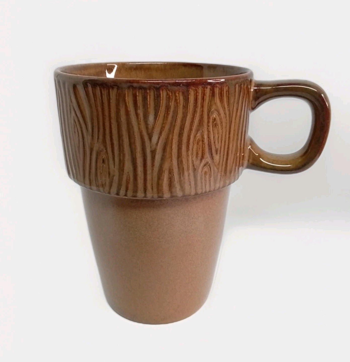 RARE MercAsia 6 Stacking Stoneware Coffee Mugs in Iron Stand Artisanal Colors