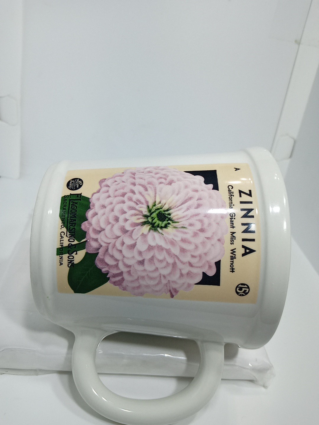 ZINNIA MUG. ZINNIA COFFEE MUG. ZINNIA FLORAL DECO MUG. B403