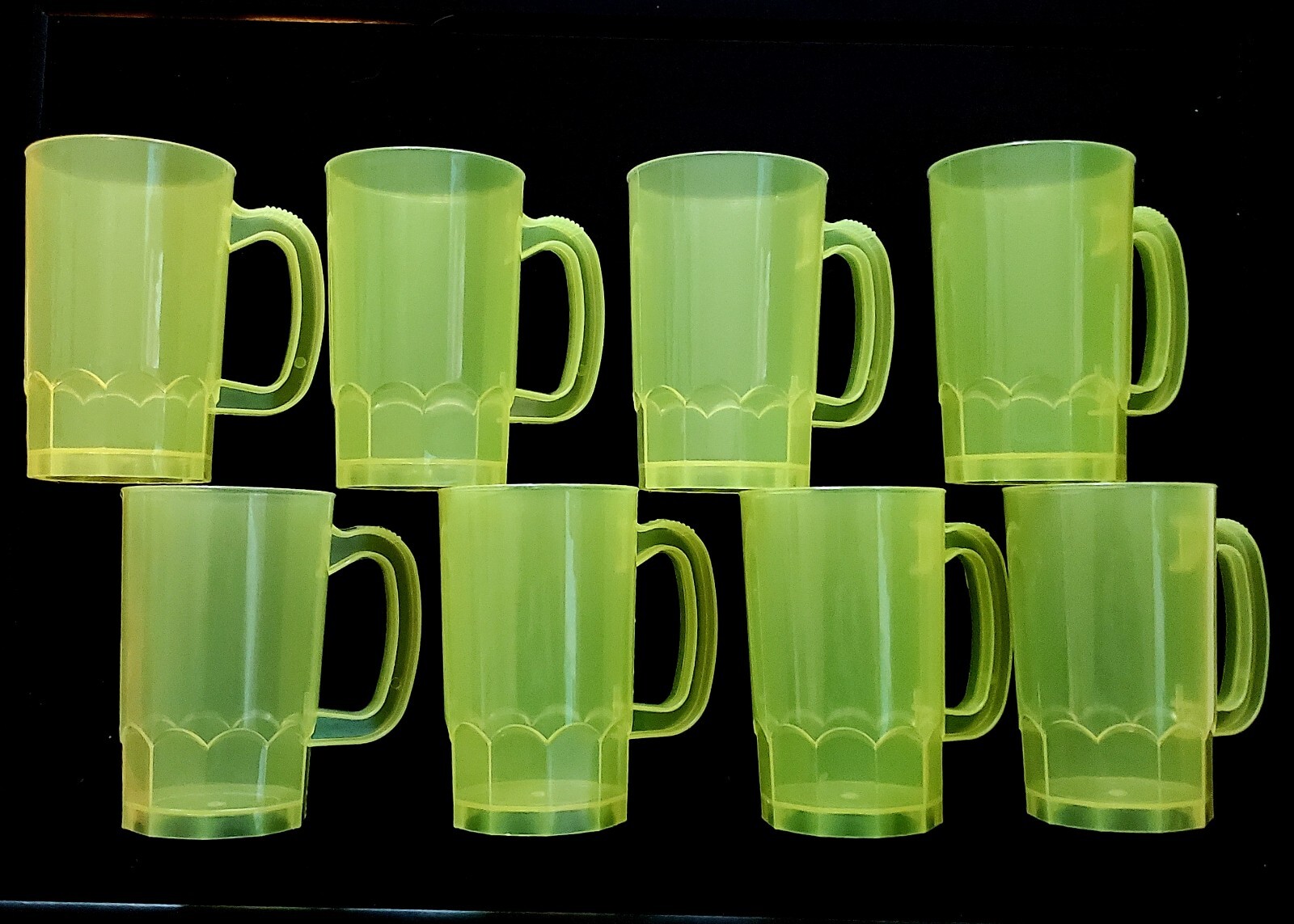 8 Beer Mugs, Translucent Yellow, 1 Pint (16 Ounce) Mfg. USA, No BPA, Non Toxic