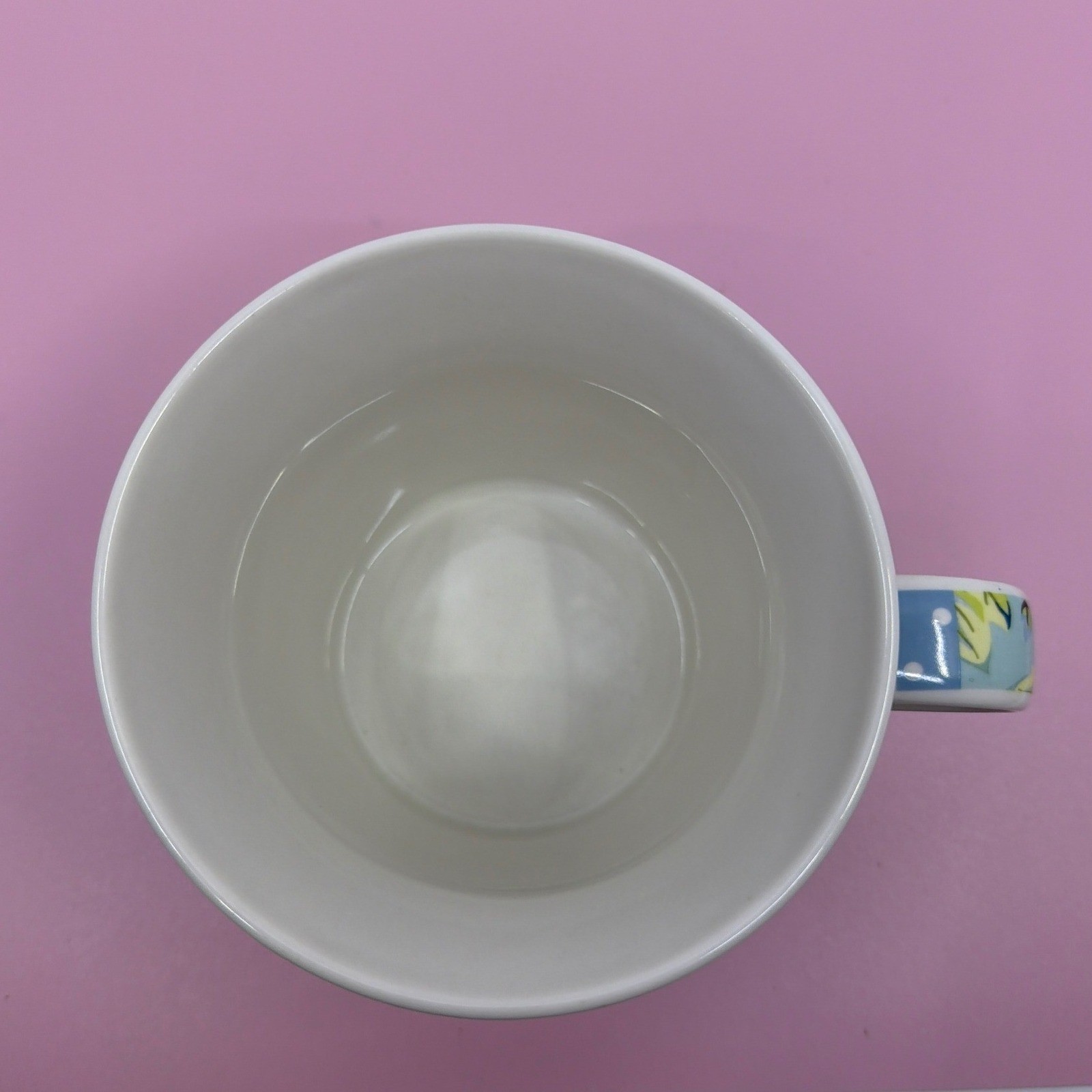 Pier 1 Imports Blue Floral Fine China Mug Polka Dot Rim Shabby Chic