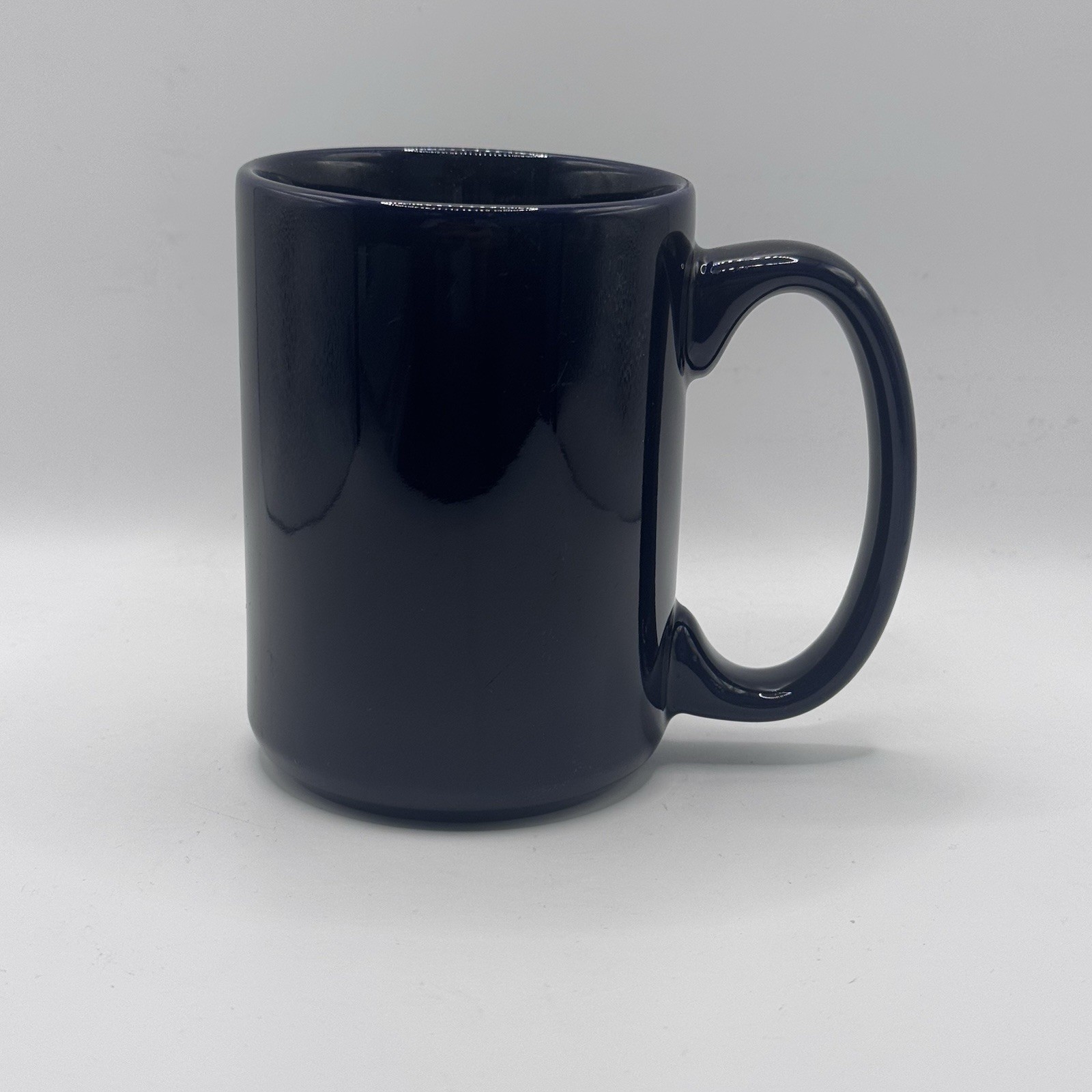 Solid Color Oversized Coffee Mug With Classic “C-Style” Handle, Dark Blue