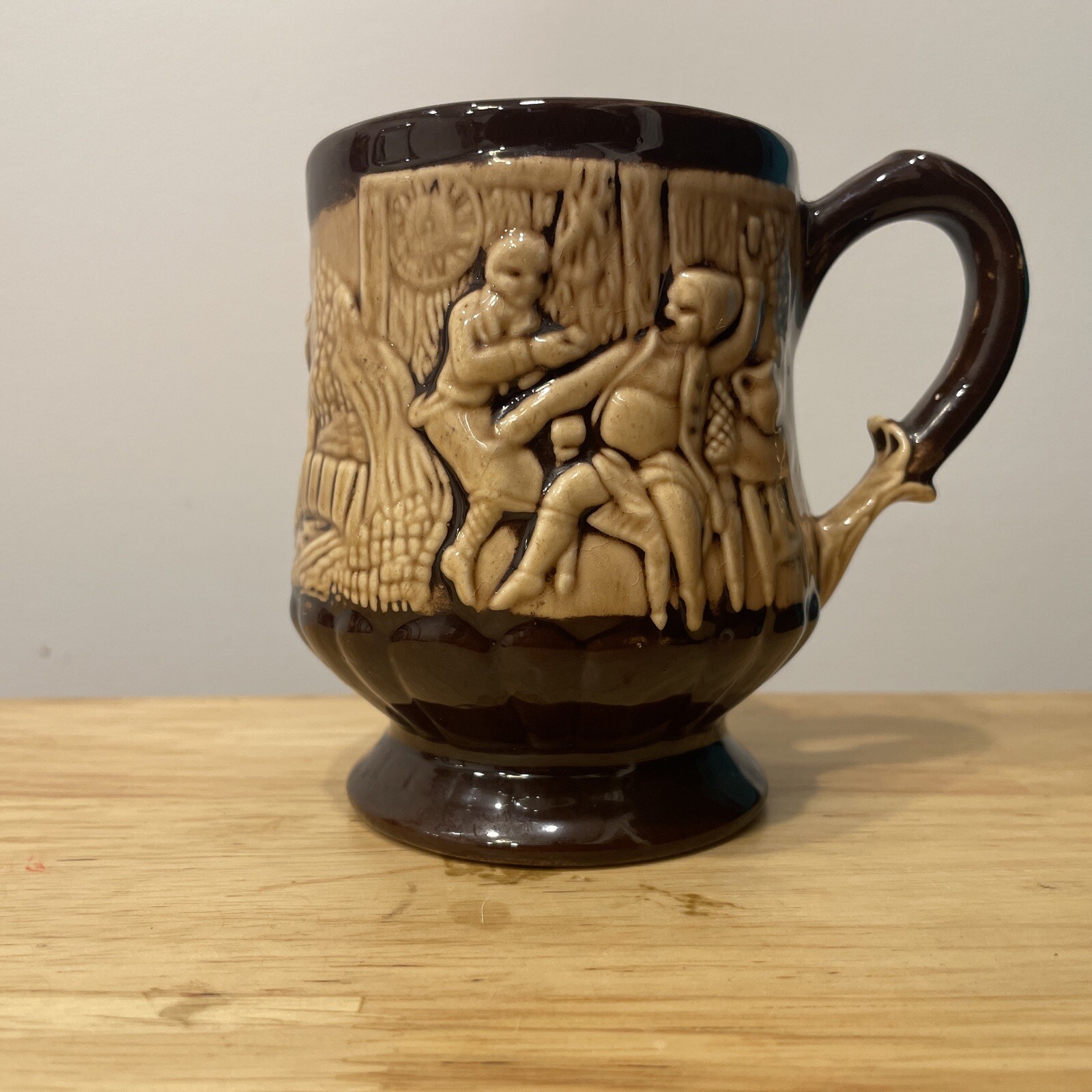 Vintage Raised Image, Classical Scene Mug Stein Signed