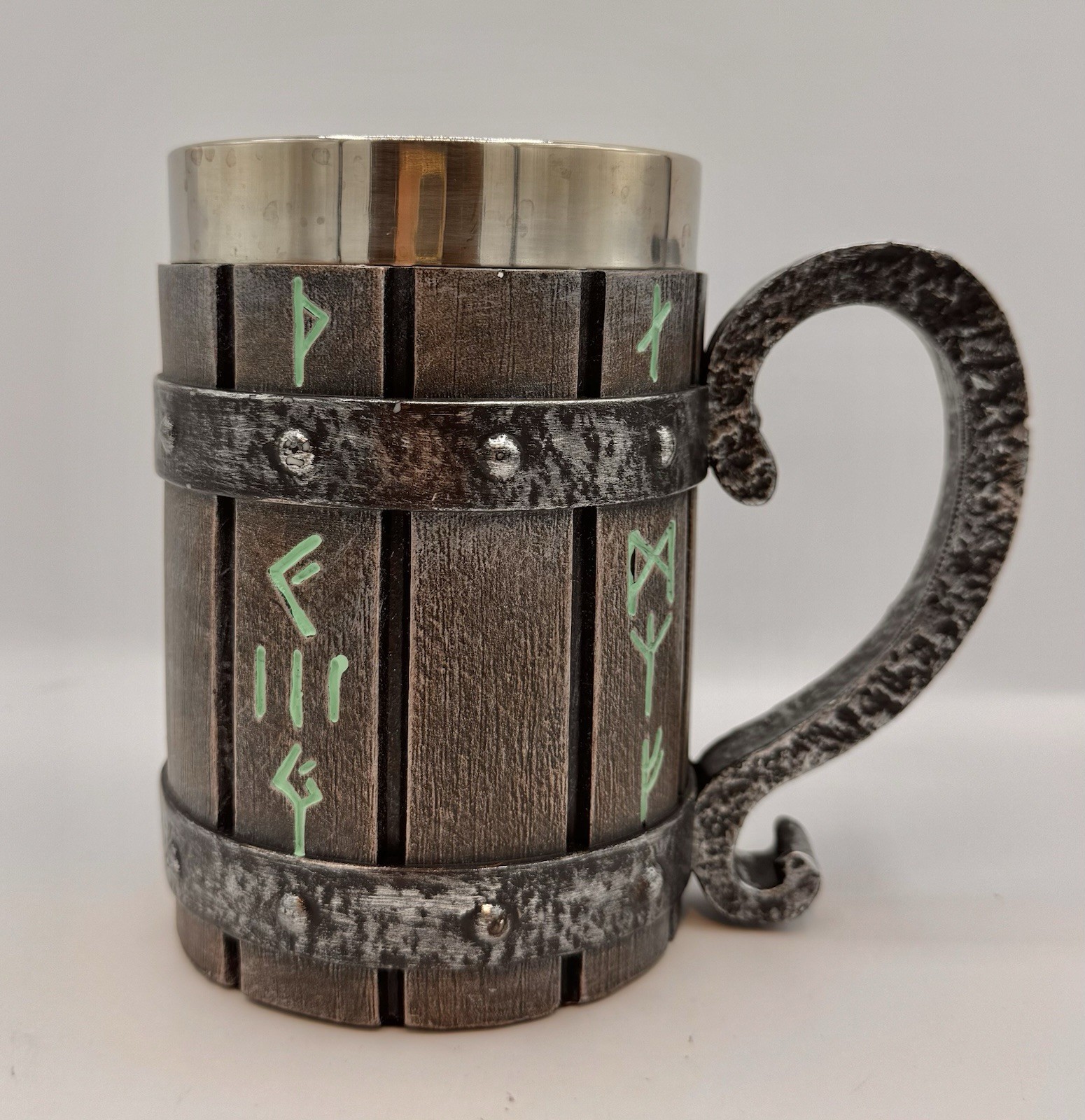 Nordic Viking Rune Mug Beer Tankard Cup for Men Viking Norse Decor Resin/SS