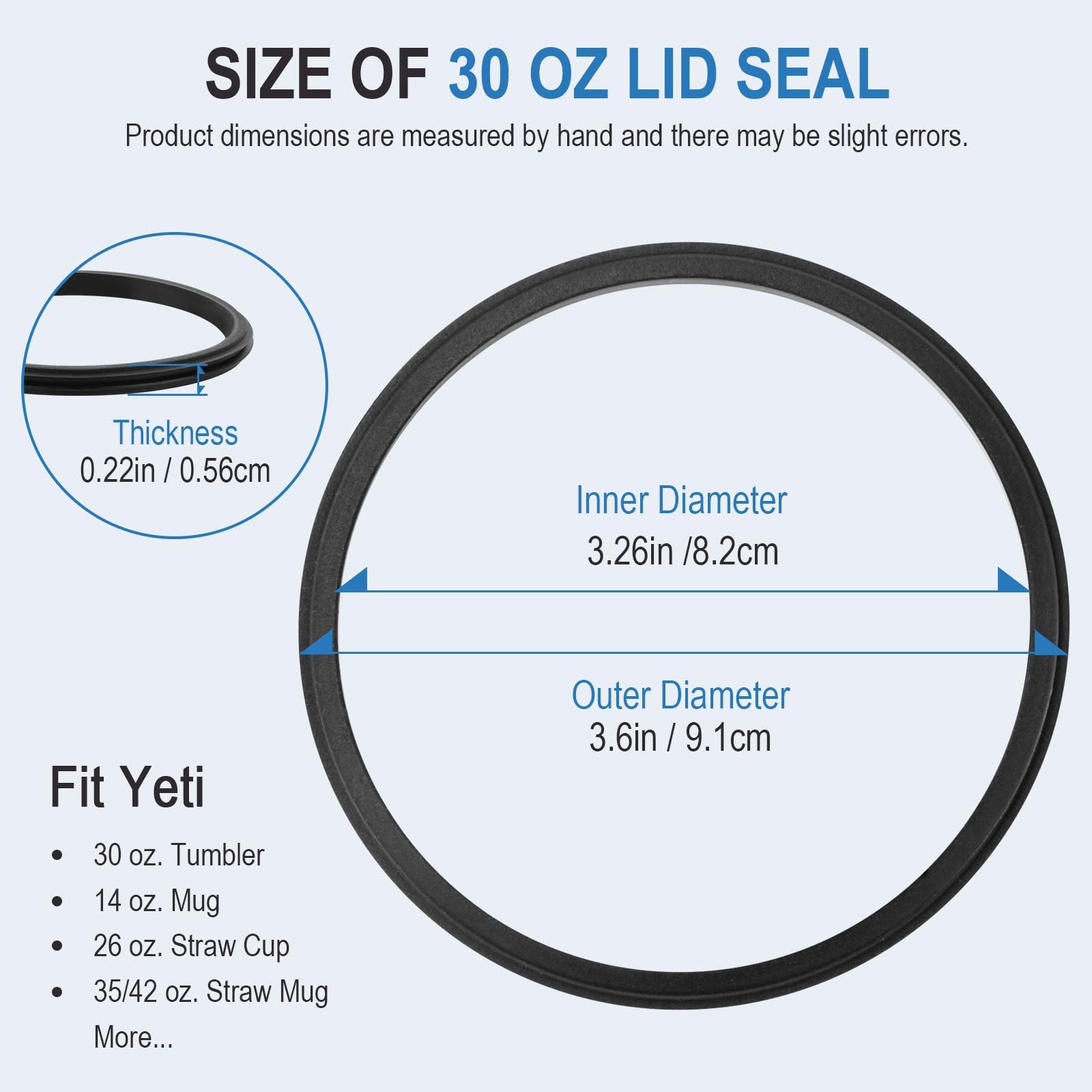 6pk Tumbler Lid Gasket Replacement Rubber Seal O Ring For Travel Mugs Leak Free