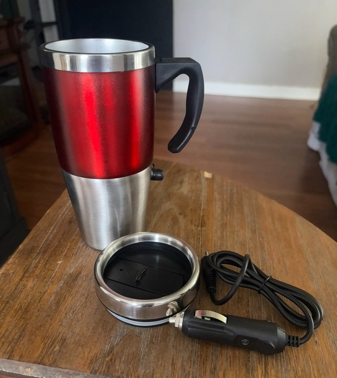Heated Travel Red Stainless Steel 15Oz Mug 12V DC Adapter