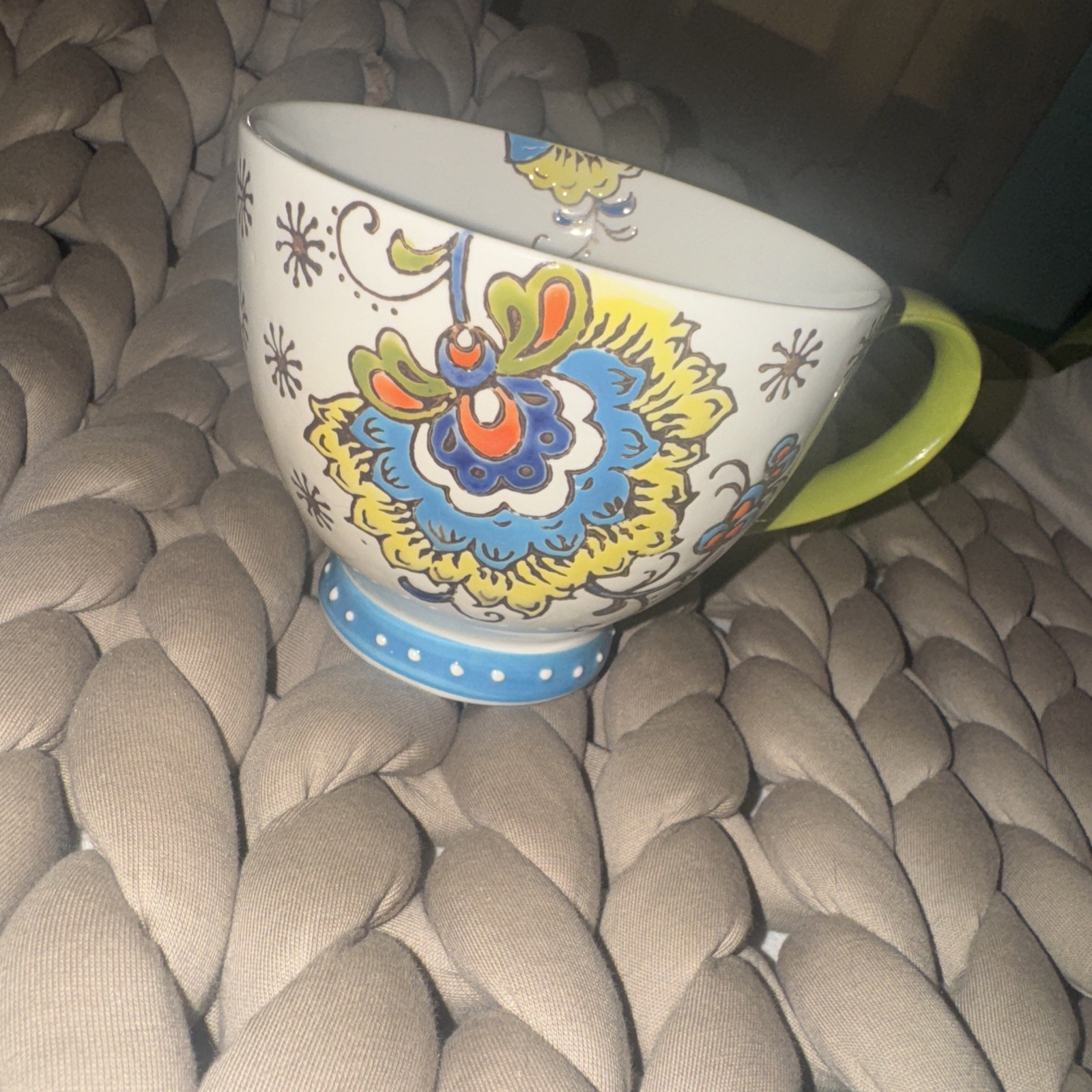 Dutch Wax Anthropologie Pedestal Coffee Mug Cup Footed Boho Coastline Imports