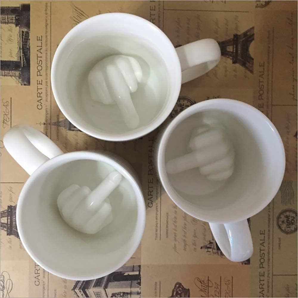 Funny Middle Finger Ceramic Coffee Mug 14oz Microwave Safe Dishwasher Safe