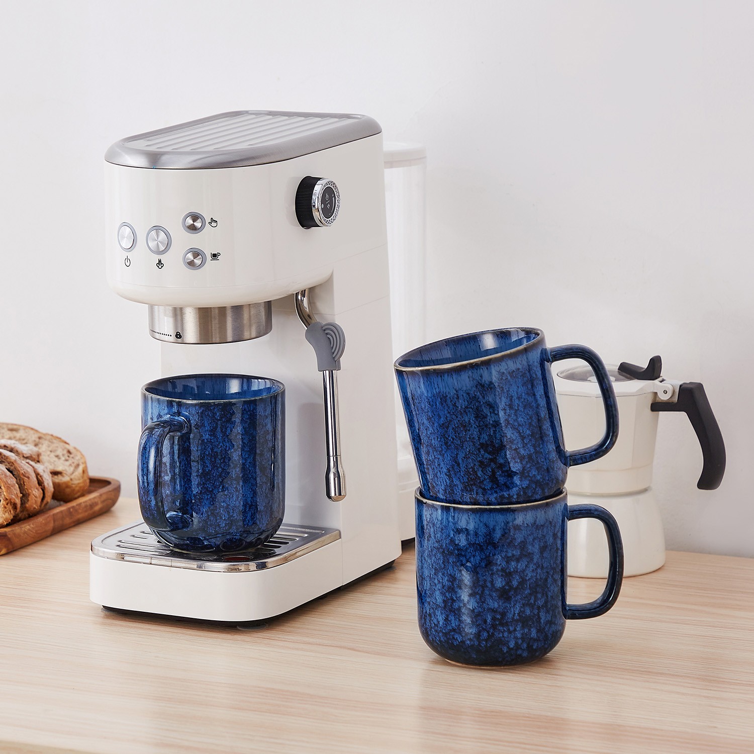 vancasso STARRY 480ml/360ml Stoneware Coffee Mug Set of 4 Coffee Cups Blue/Green