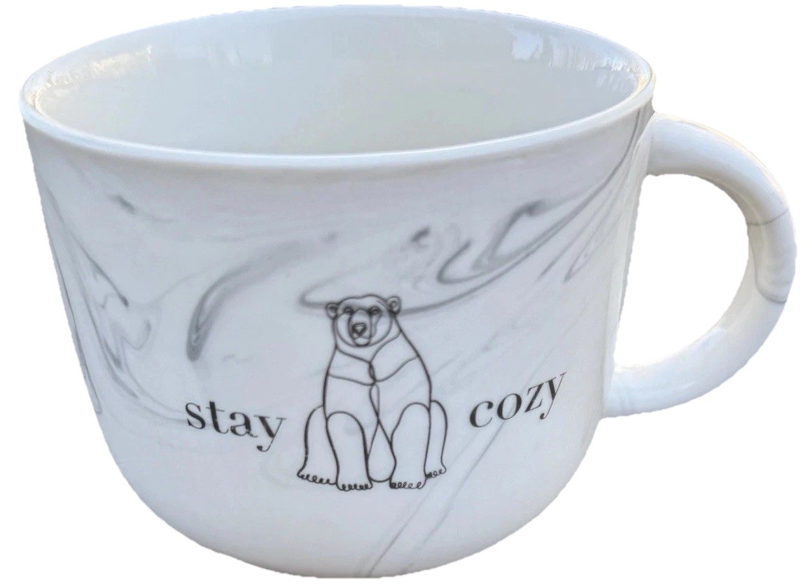 Place & Time Stay Cozy Polar Bear Marble Ceramic Mug 16oz Joann Northern Lights
